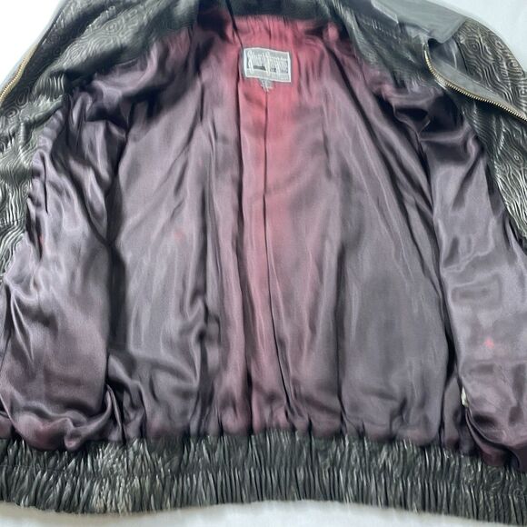 Vintage Gino Di Giorgio by Comint Womens Large Leather Bomber Jacket 80s 90s Zip - Picture 7 of 16